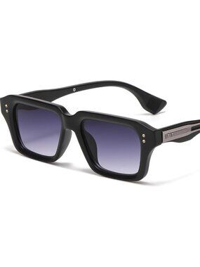 Retro Rectangle Matte Black Sunglasses Men Women Fashion Square Frame Shades